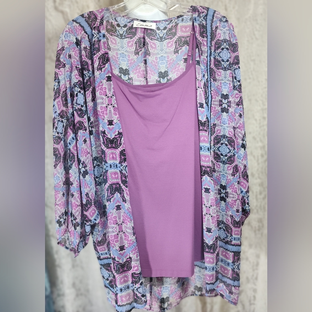 Simply Emma Multicolor Patterned Kimono nwot